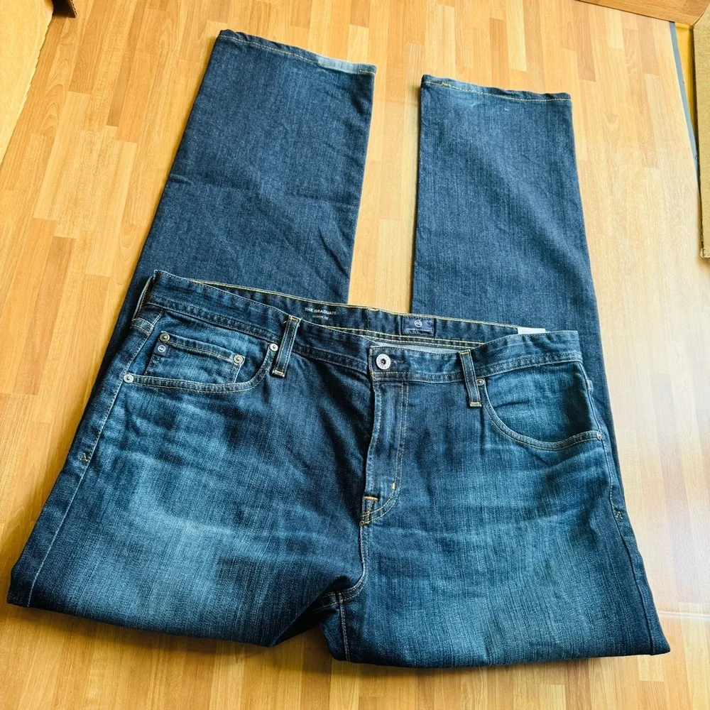 Ag Adriano Goldschmied the graduate tailored leg blue jeans size 38